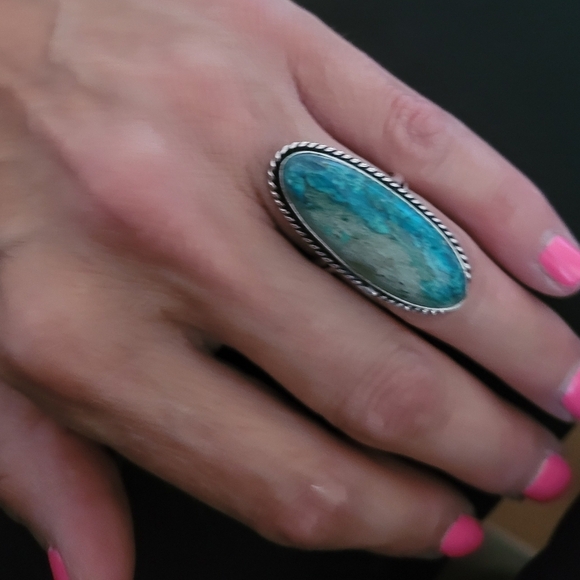 🩵Chrysocolla Gemstone Ring Sterling Silver 925 Stamped - Picture 4 of 6